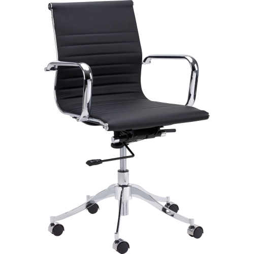 Tyler Full Back Office Chair in Onyx Leatherette on Stainless